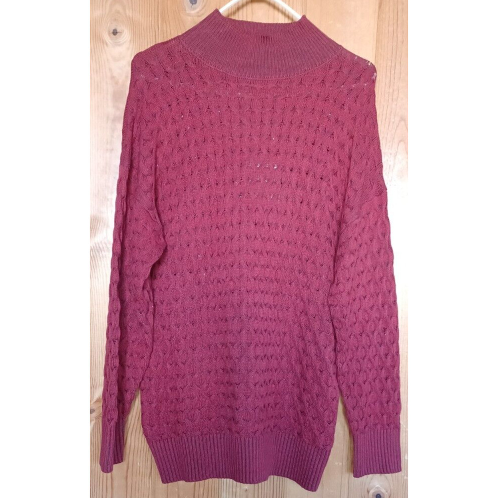 KNOX ROSE Women's Red Sweater Medium Mock Neck Glitter Warm Cozy Classy NWT